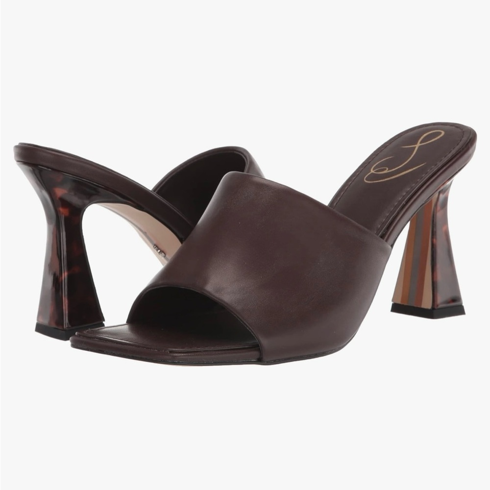 Sam Edelman Chocolate Leather Square Toe Heels